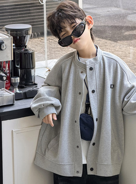 棉小铺男童外套儿童春季韩版2026新款简潮休闲针织圆领童装上衣潮