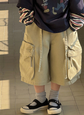 奶酪与喵童装男童短裤2026年春季新款韩版棉布工装短裤休闲裤子潮