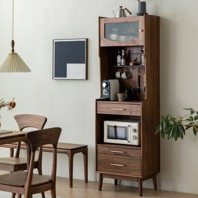 北美黑胡桃木窄高柜多功能餐边柜