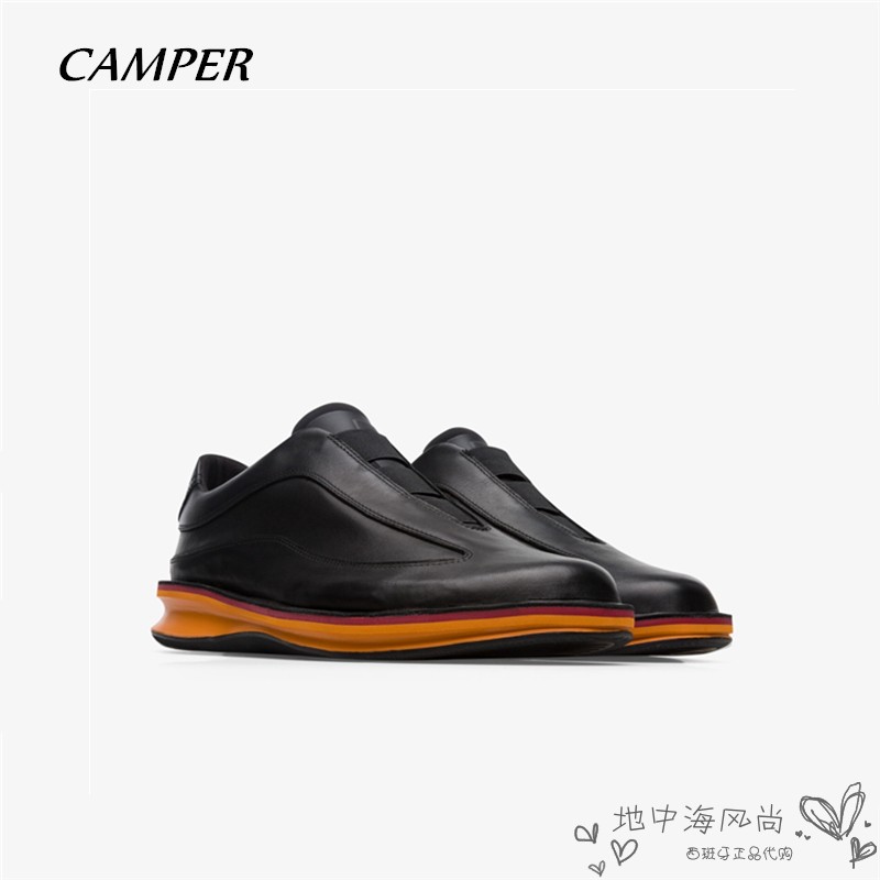 camper黑色时尚休闲皮鞋现货