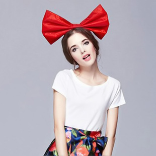 依面之缘红色夸张立体网纱头饰超大蝴蝶结发箍洗脸高颅顶头箍发饰