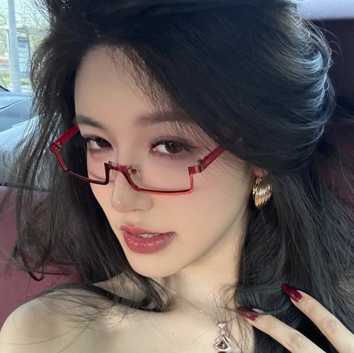 cos辣妹性感酒红下半框眼镜框女