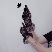 黑色性感蕾丝跳舞手套女薄款 复古红色洛丽塔萝莉短手袜哥特Lolita