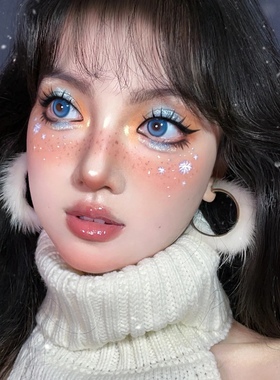 白色貂毛绒耳圈2026年新款小众设计感耳饰女高级感气质圣诞节耳环