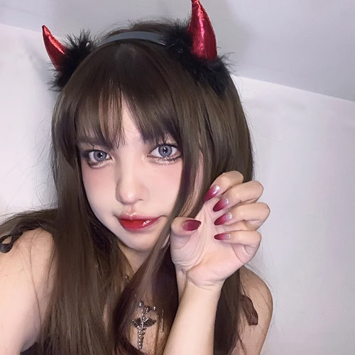 红色恶魔角牛角万圣节发箍小恶魔