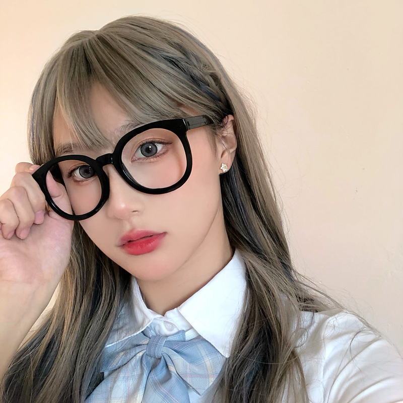 复古黑色大框眼镜女素颜神器圆脸大脸显瘦平光眼睛镜架装饰ins潮