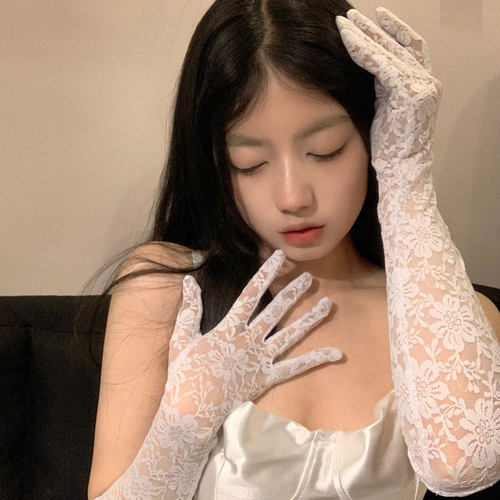 白丝手套蕾丝长款女情趣拍照道具