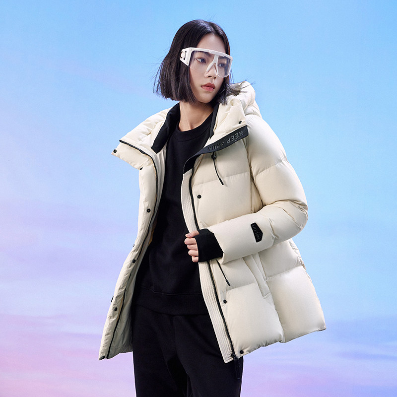 雅鹿蓄热加厚中长款收腰羽绒服女