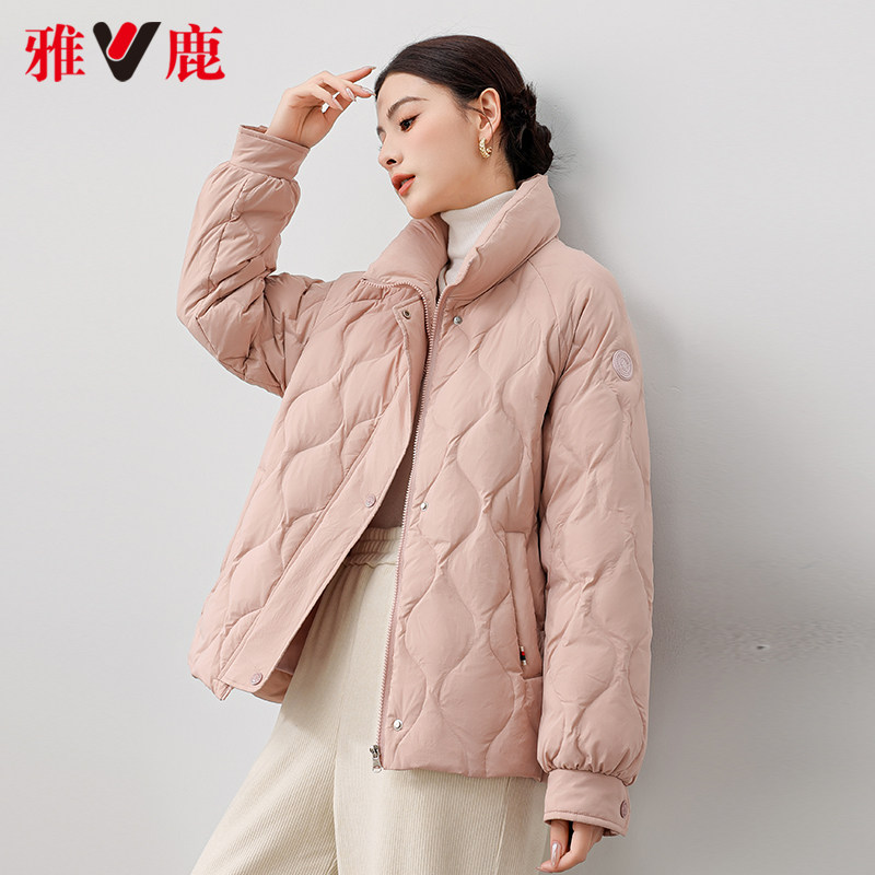 雅鹿轻薄短款羽绒服宽松立领外套