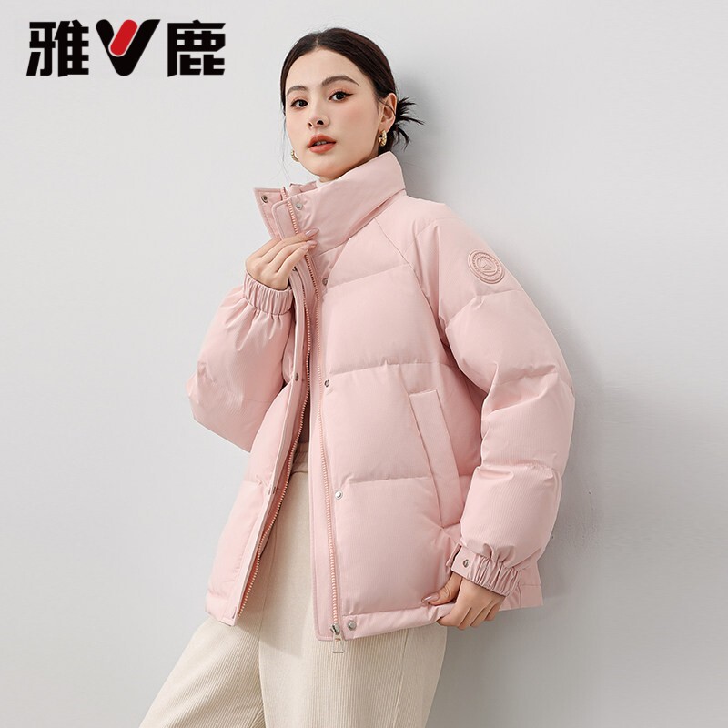 雅鹿女装短款立领羽绒服加厚外套