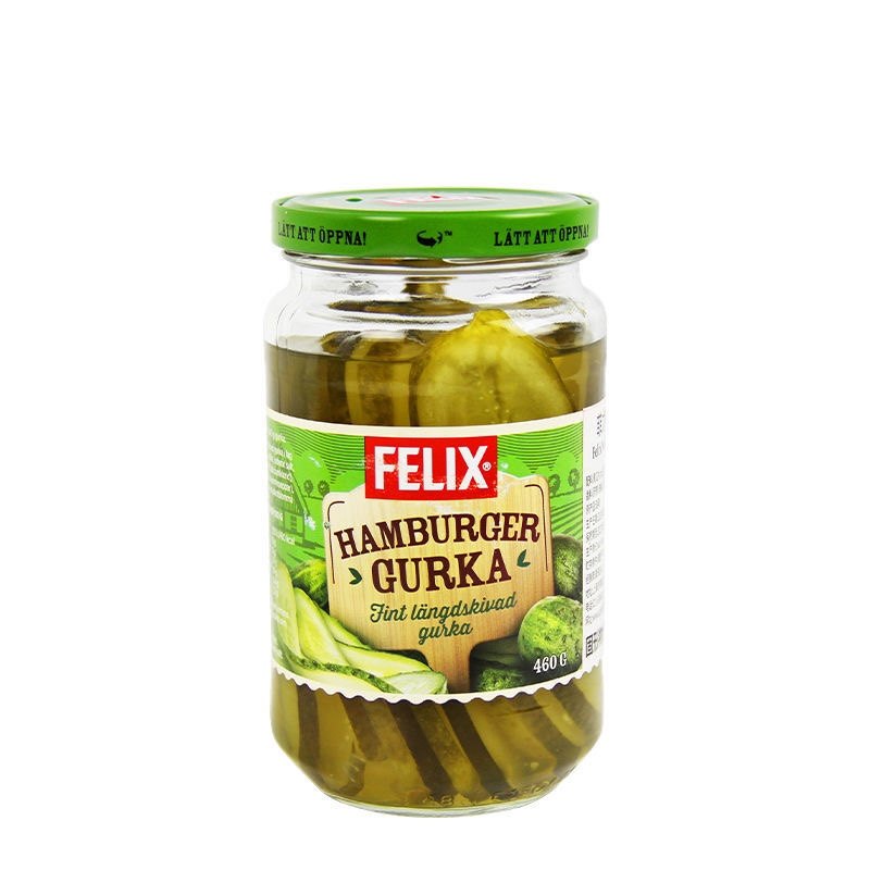 Felix菲力斯瑞典进口0脂切片酸黄瓜罐头瓶装青瓜片热狗汉堡下饭菜