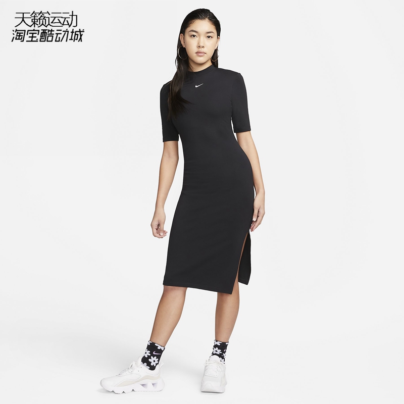 Nike耐克女修身开衩连衣裙