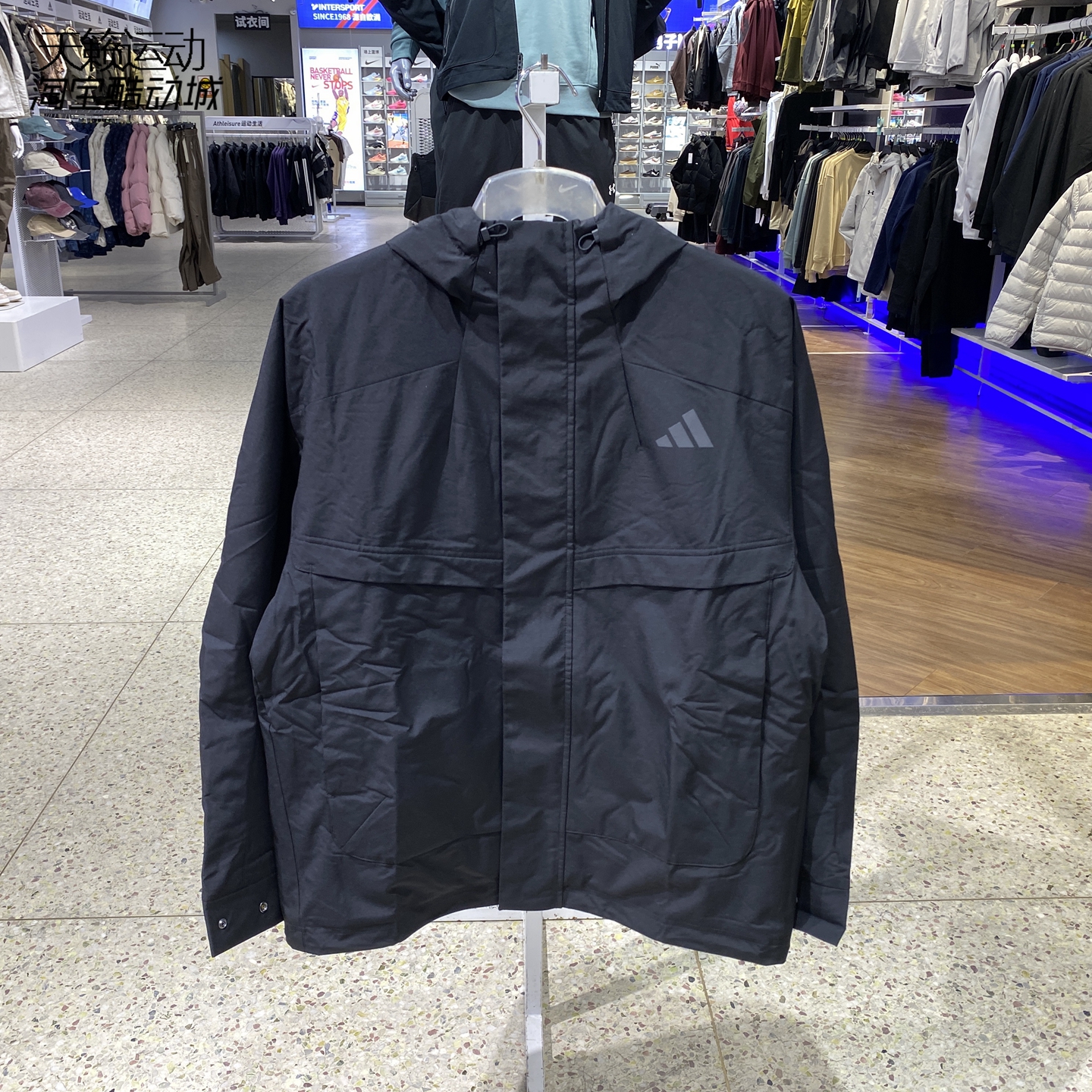 阿迪达斯男加绒连帽夹克外套