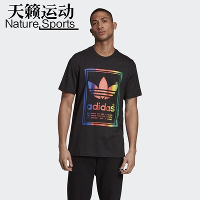 阿迪三叶草男领透气短袖领袖