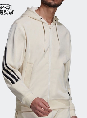 阿迪达斯外套男秋冬款运动休闲灯芯绒防风连帽夹克H47895-H47896