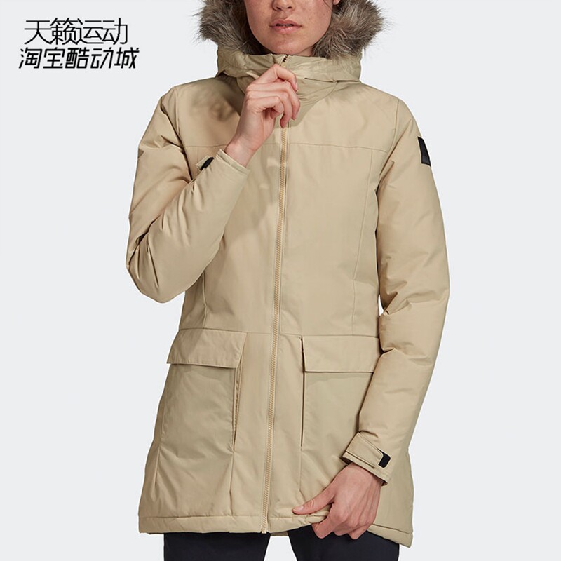 阿迪达斯棉服外套中长款运动棉衣