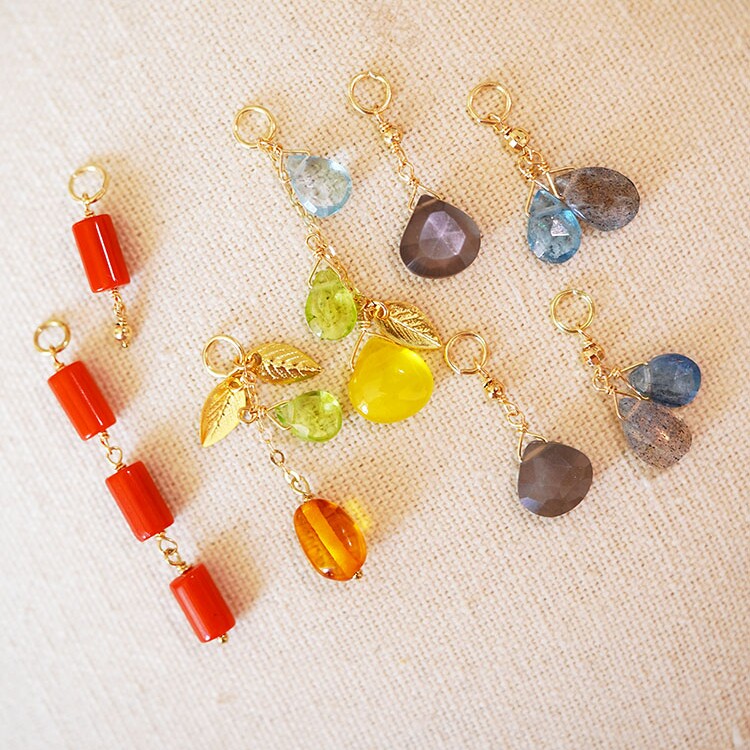 噪士能量水晶天然宝石琥珀水晶14K包金耳钉耳环diy吊坠叠戴集合34