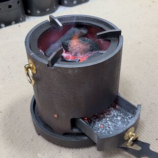 抖音同款炭火炉复古取暖铸铁小圆炉气化户外炭茶炉便携式小钢炮