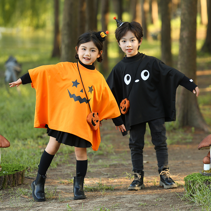 万圣节儿童服装男童幽灵蝙蝠衫南瓜服小孩恶魔cos衣服搞怪服饰女