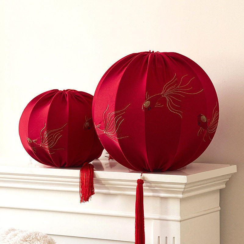 灯笼装饰结婚古风红色绒布刺绣鱼纹灯笼别墅阳台过年乔迁装饰挂件,节庆用品/礼品,灯笼,淘宝优惠券,粉丝福利购,淘宝优惠卷