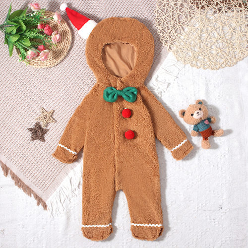 新款宝宝圣诞节衣服春秋冬季圣诞精灵造型装扮婴儿连帽连体衣童装