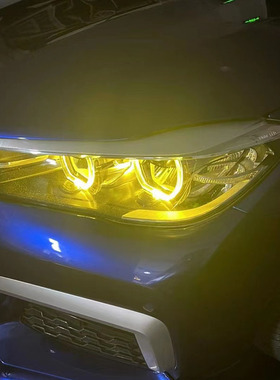 宝马7系G11黄金眼G12柠檬黄日行灯改装LED七彩恶魔眼冰蓝紫色