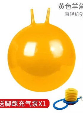 成人羊角球拎手柄球加厚防爆跳跳球55cm瑜伽健身球运动瘦身送充气
