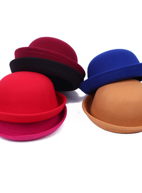 British adult round fedora hat wide brim elegant bowler kids