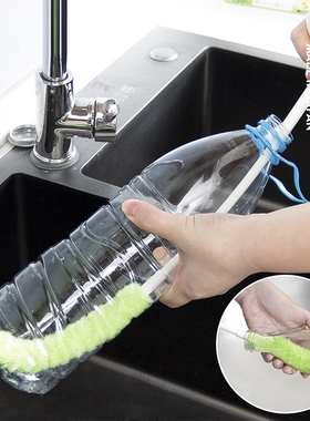 日本进口SANKO可弯曲杯刷婴儿长柄奶瓶刷 厨房玻璃杯水瓶清洁刷子