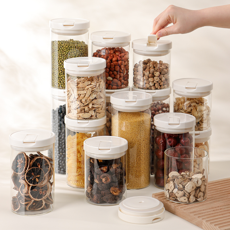 按压抽气高硼硅玻璃密封罐