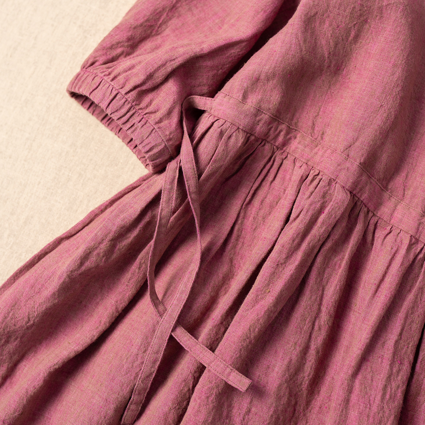 西河自制2026夏新整洗两种颜色纱线色织纯亚麻简约质朴休闲连衣裙