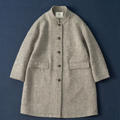 西河自制100羊毛大衣轻复古简约气质宽松休闲中长外套