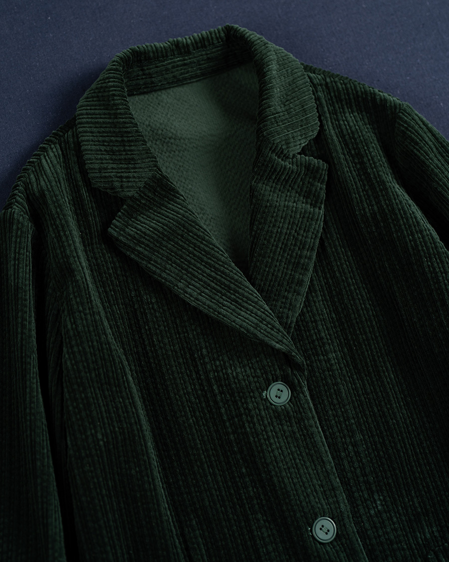 泡泡灯芯绒纯棉西装短外套绿