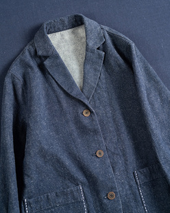 西河自制春秋新品高端双面双色色织汉麻棉手工针绗线短外套