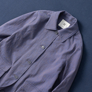 西河自制新双色纱线色织工艺亚麻棉文艺休闲中长款风衣外套女