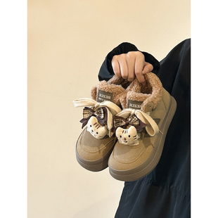 学生小众鞋 路十三秋冬加绒高帮棉鞋 保暖雪地靴冬季 2025新款 子 女款