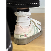 路十三可爱猫咪鞋 平底百搭超火配裙子小白鞋 子ins潮小众板鞋 女款