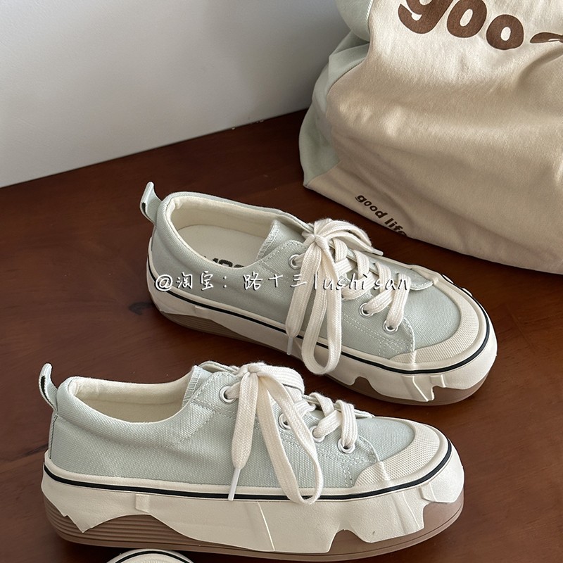 路十三小众设计感透气帆布鞋