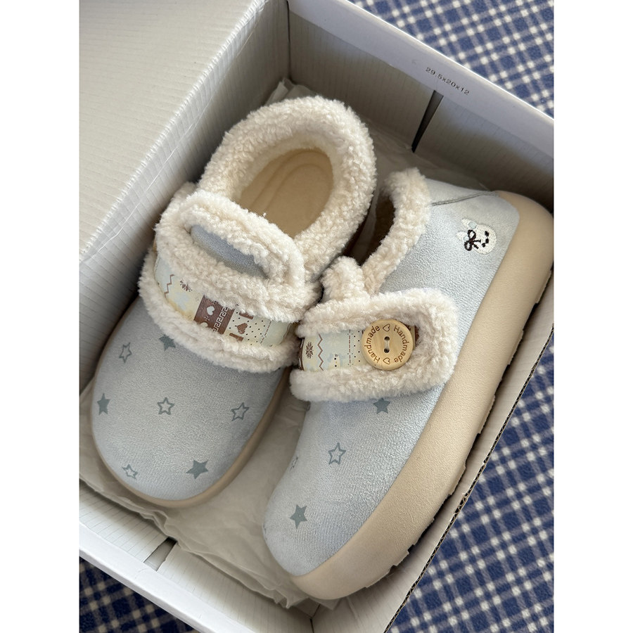 路十三薄荷蓝星星勃肯鞋女2025冬季加绒加厚板鞋配裙子毛毛棉鞋,女鞋,勃肯鞋/软木鞋,淘宝优惠券,粉丝福利购,淘宝优惠卷