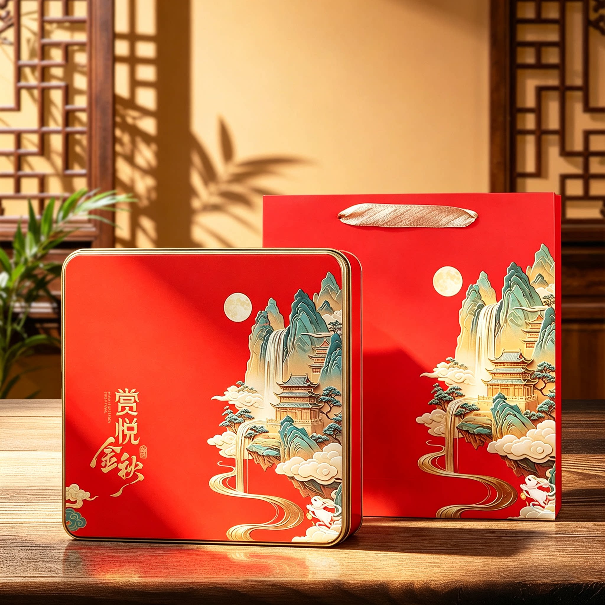 2026新款中秋月饼礼盒包装高端4粒包装盒月饼铁盒包装盒空盒高档