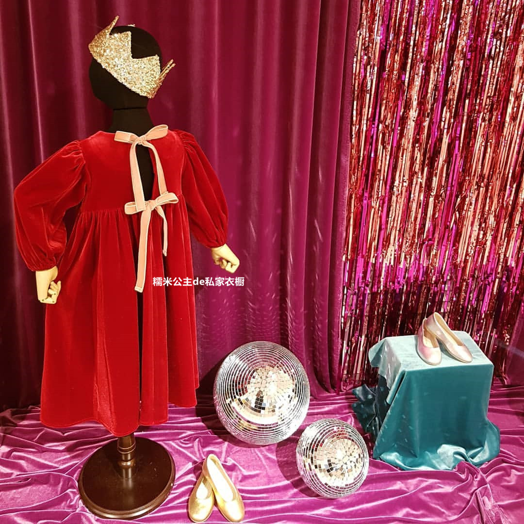 复古风金丝绒气质款生日公主裙