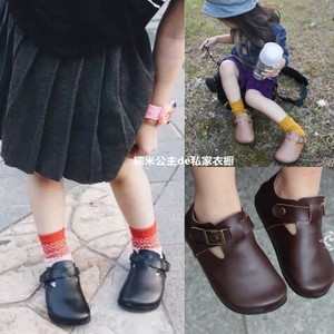 秋季新款日系风男女童鞋儿童宝宝真皮皮鞋魔术贴百搭单鞋休闲鞋