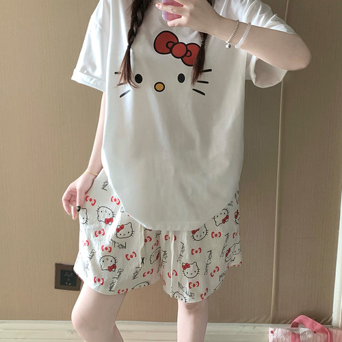 日系可爱hellokitty猫睡衣女款