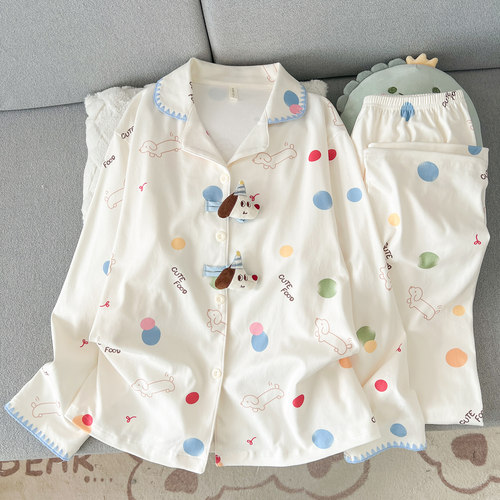 韩系德绒睡衣女秋冬季长袖长裤