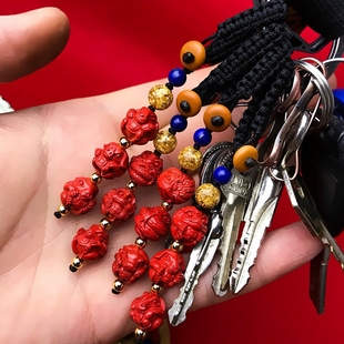 高含量朱砂十二生肖手机链女三合六合钥匙扣挂件男本命年虎兔红绳