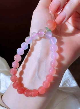 女南红玛瑙荔枝水蜜桃甜美手链