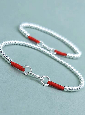 银圆珠手链脚链女通勤时尚