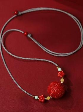 朱砂回纹珠锁骨链女时尚大方