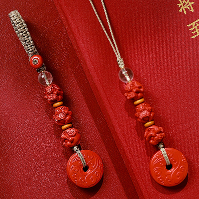 朱砂十二生肖钥匙扣猴鼠龙猪兔羊蛇鸡牛虎马狗手机平安扣挂件男女