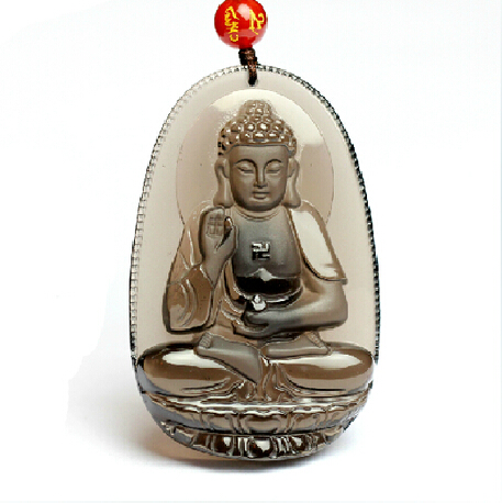 冰种黑曜石阿弥陀佛吊坠生肖狗猪本命佛护身符男女守护神项链